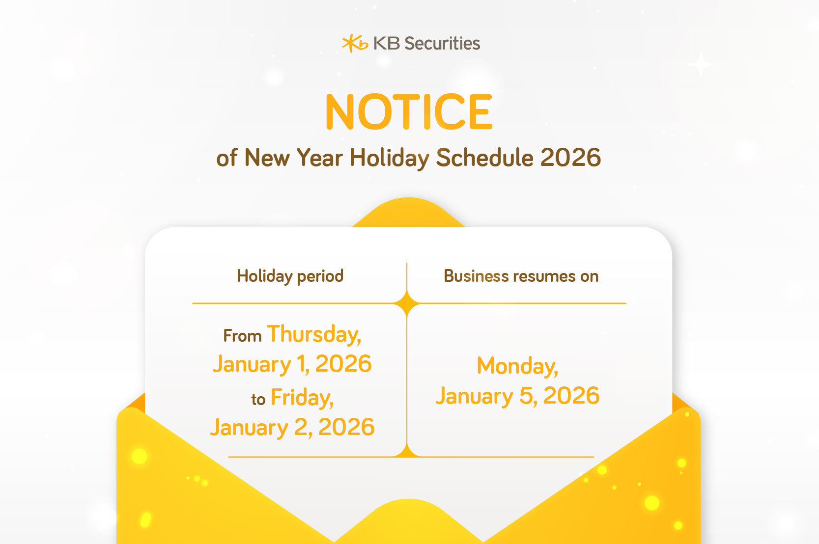  Notice of New Year Holiday Schedule 2026