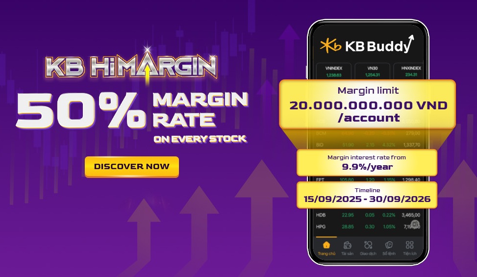 KB HiMargin – Higher margin limit up to VND 20 billion, ultra-competitive interest rates