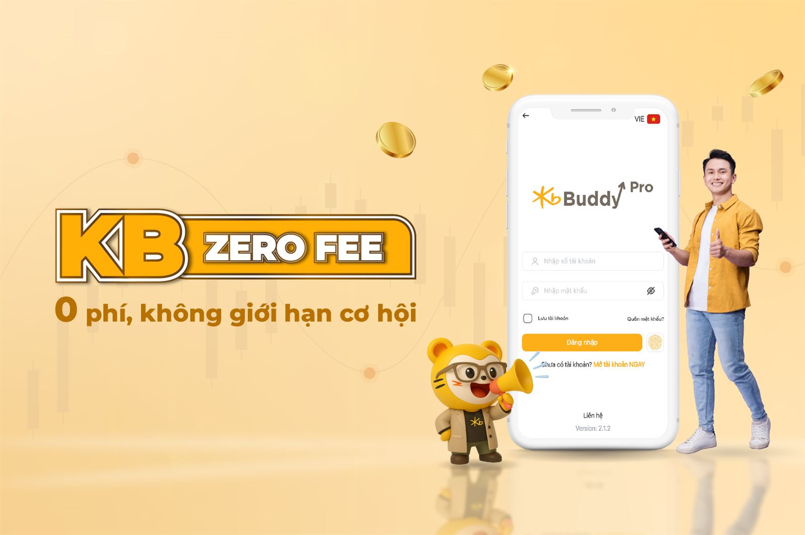 KB Zero Fee – miễn phí giao dịch 12 tháng